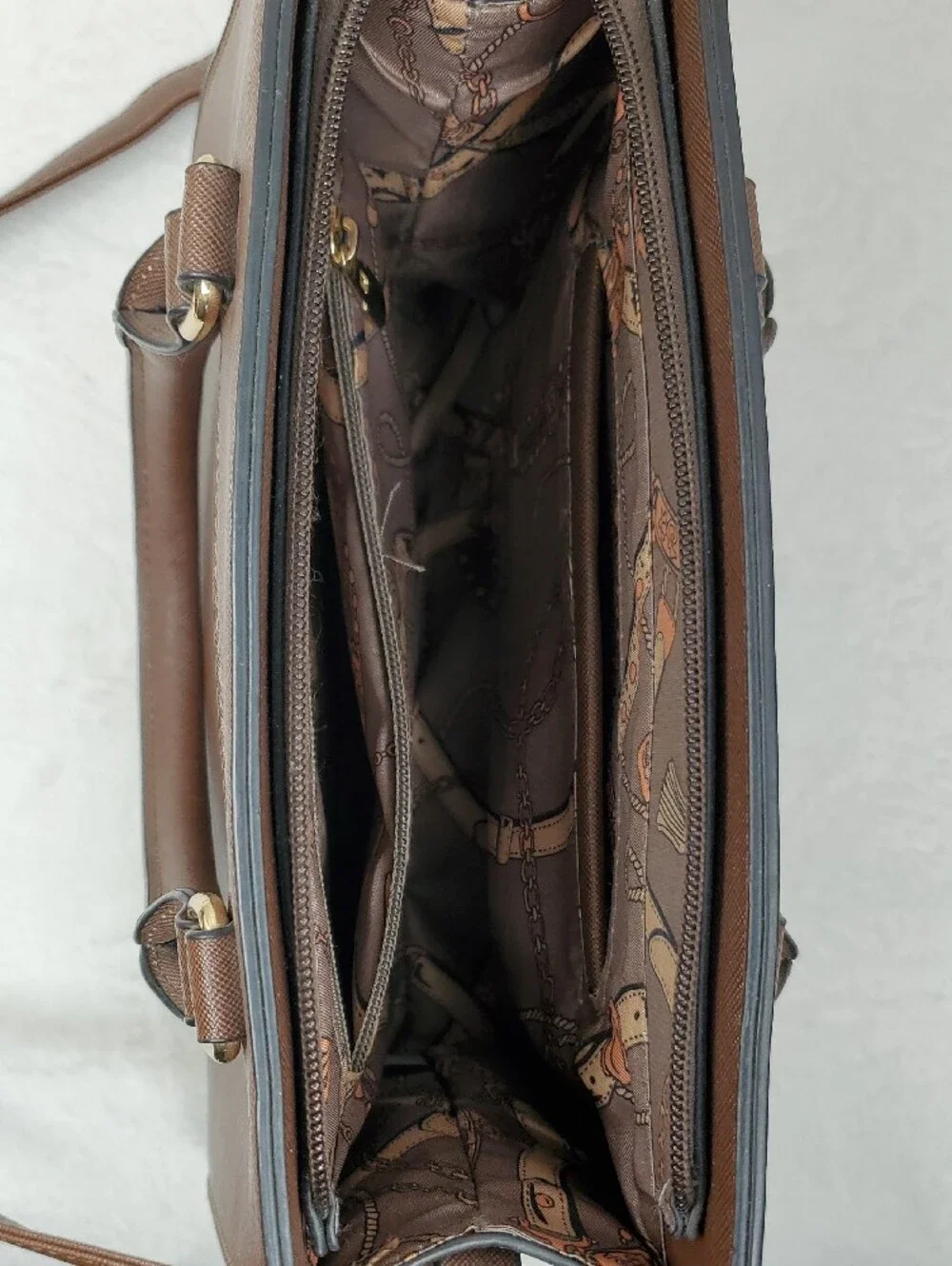 Brown Satchel Handbag with Double Top Handles & Adjustable Crossbody Strap NWOT